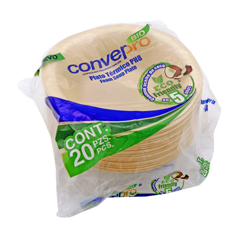 PLATO PH8 BIODEGRADABLE CONVERMEX PAQUETE 20 PZAS