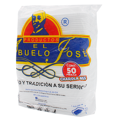 CHAROLA DE UNICEL No 855 EL ABUELO JOSE PAQUETE 50 PIEZA